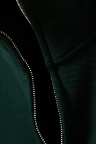 Schwerer Pullover mit Trichterkragen und Reißverschluss – Dunkelgrün