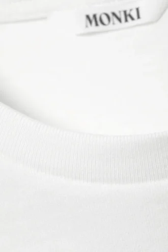 Schweres, kastenförmiges Baumwoll-T-Shirt – Weiß