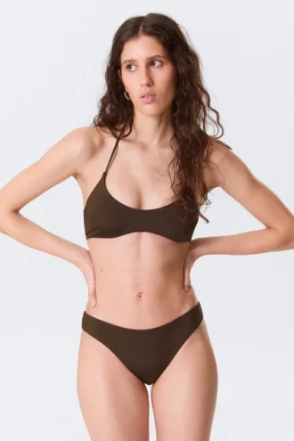 Scoop-Bikinihose – Dunkelbraun