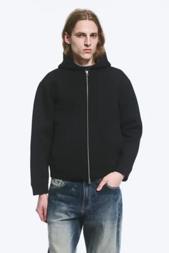 Scuba-Kapuzenpullover mit Reißverschluss – Schwarz