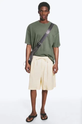 Shorts aus Leinenmischung – Hellbeige