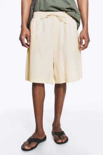 Shorts aus Leinenmischung – Hellbeige