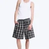 Shorts aus Leinenmischung – kariert, schwarz Shorts aus Leinenmischung – kariert, schwarz