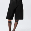 Shorts aus Leinenmischung mit niedriger Leibhöhe – Schwarz Shorts aus Leinenmischung mit niedriger Leibhöhe – Schwarz