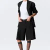 Shorts aus Leinenmischung mit niedriger Leibhöhe – Schwarz Shorts aus Leinenmischung mit niedriger Leibhöhe – Schwarz