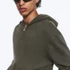 Shrunken Zip Kapuzenpullover – Dunkelkhaki-Grün Shrunken Zip Kapuzenpullover – Dunkelkhaki-Grün
