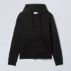 Shrunken Zip Kapuzenpullover – Schwarz Shrunken Zip Kapuzenpullover – Schwarz