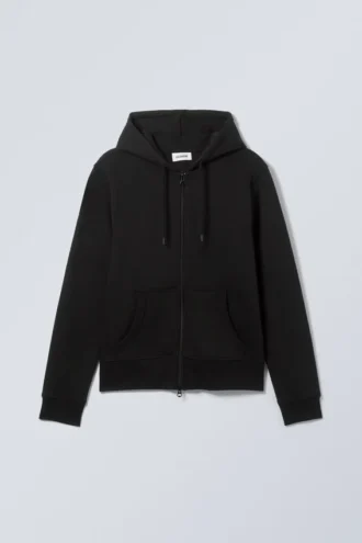 Shrunken Zip Kapuzenpullover – Schwarz Shrunken Zip Kapuzenpullover – Schwarz
