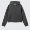 Simon Mit Print Scuba Zip Kapuzenpullover – Dunkelgrau – Bestickt