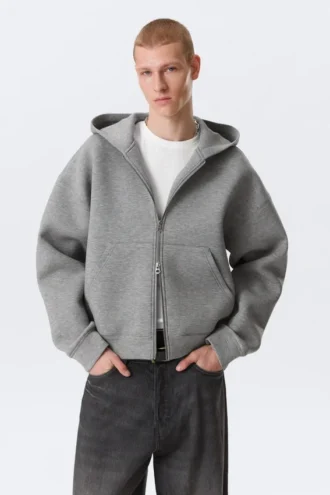 Simon Scuba Zip Kapuzenpullover – Grau meliert