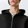 Simon Washed Scuba Zip Kapuzenpullover – Faded Black