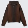 Simon Washed Scuba Zip Kapuzenpullover – Washed Dark Brown Simon Washed Scuba Zip Kapuzenpullover – Washed Dark Brown