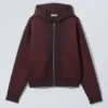 Simon Washed Scuba Zip Kapuzenpullover – Washed Dark Plum Simon Washed Scuba Zip Kapuzenpullover – Washed Dark Plum