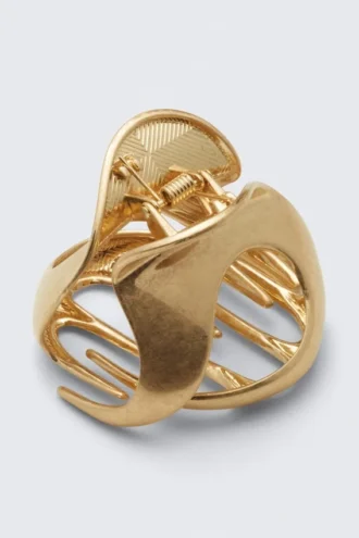 Skulpturale Mini-Haarklammer – Warm Gold
