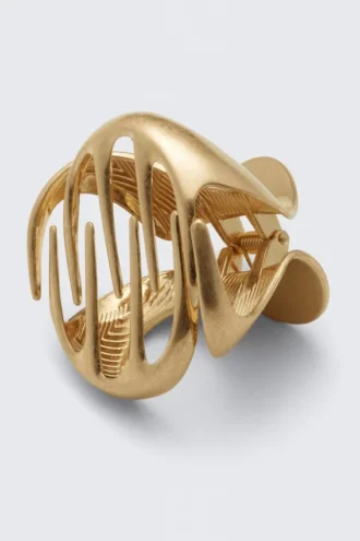 Skulpturale Mini-Haarklammer – Warm Gold