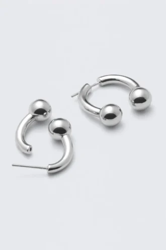 Skulpturale, offene Creolen – Silber