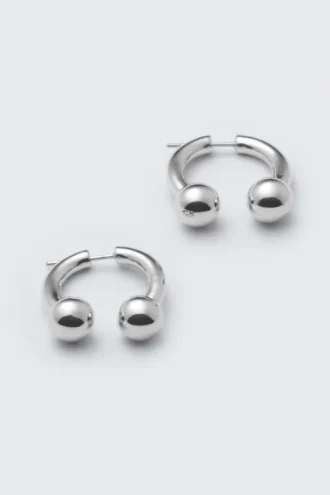 Skulpturale, offene Creolen – Silber