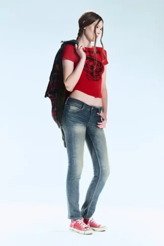 Sleezie Low Rise Skinny Jeans – Getönt, streifig, dunkelblau | Cheap Monday Gb