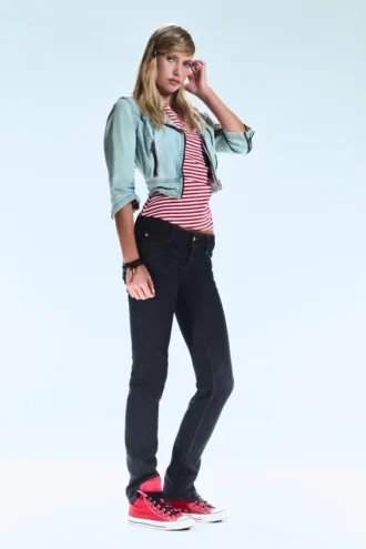 Sleezie Low Waist Skinny Straight Jeans – Extra Blue Rinse