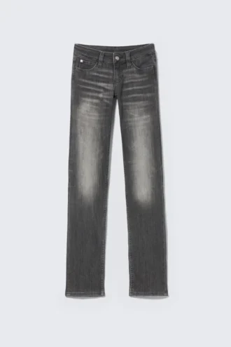 Sleezie Low Waist Skinny Straight Jeans – Swab Black