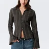 Slim-Fit-Bluse mit Struktur – gestreift, dunkelgrau Slim-Fit-Bluse mit Struktur – gestreift, dunkelgrau