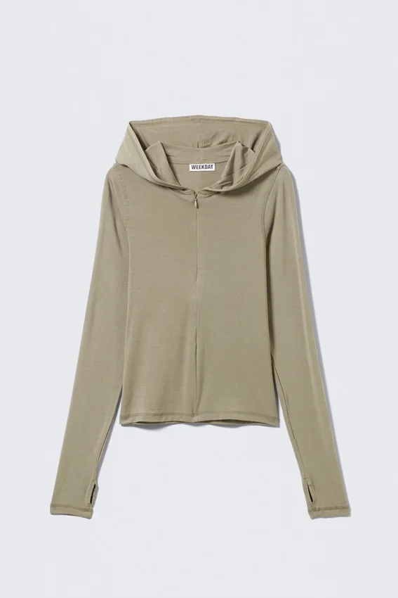 Slim-Fit-Kapuzenpullover aus Lyocell mit Reißverschluss – Light Mole Slim-Fit-Kapuzenpullover aus Lyocell mit Reißverschluss – Light Mole
