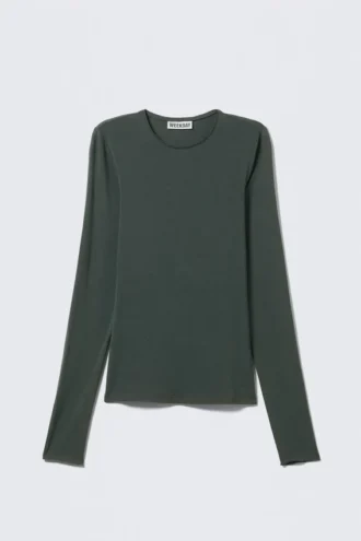 Slim-Fit-Langarmshirt aus Lyocell – Petrol