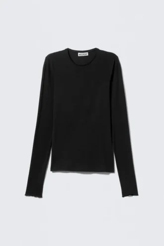Slim-Fit-Langarmshirt aus Lyocell – Schwarz