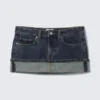 Slim-Fit-Mini-Rock aus Denim mit niedriger Leibhöhe – Blue Anthem – Mittelblau Slim-Fit-Mini-Rock aus Denim mit niedriger Leibhöhe – Blue Anthem – Mittelblau