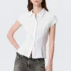 Slim-Fit-Shorts mit kurzen Ärmeln aus Krepp – Weiß Slim-Fit-Shorts mit kurzen Ärmeln aus Krepp – Weiß