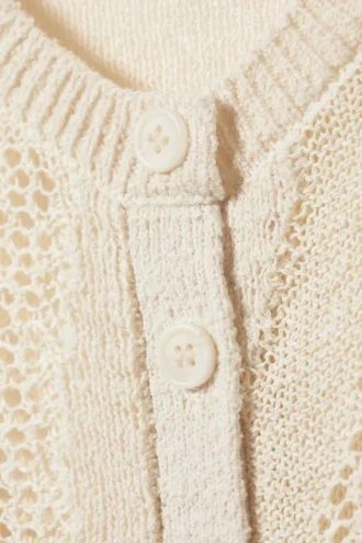 Slim-Fit-Strickjacke aus strukturiertem Strick – Off-White