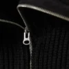 Slim-Fit-Strickjacke mit Reißverschluss und Rippmuster – Schwarz Slim-Fit-Strickjacke mit Reißverschluss und Rippmuster – Schwarz