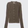 Slim-Fit-Strickjacke mit Rippmuster – Dark Mole Slim-Fit-Strickjacke mit Rippmuster – Dark Mole