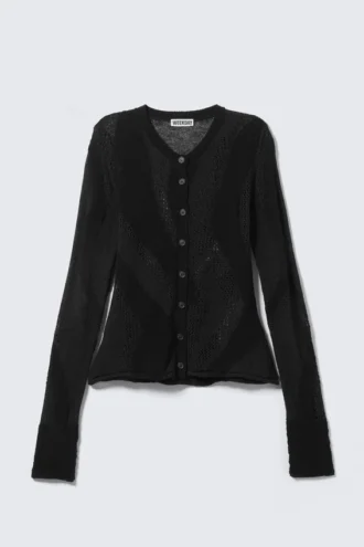 Slim-Fit-Strickjacke mit Struktur – Dunkelgrau