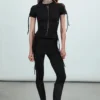 Slim-Fit-T-Shirt mit Knoten – Schwarz Slim-Fit-T-Shirt mit Knoten – Schwarz