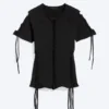 Slim-Fit-T-Shirt mit Knoten – Schwarz Slim-Fit-T-Shirt mit Knoten – Schwarz