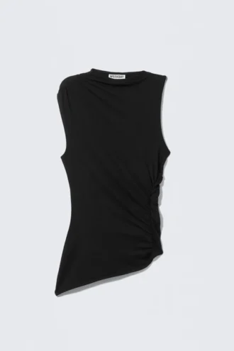 Slim-Fit-Top aus drapiertem Lyocell – Schwarz