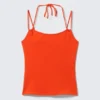 Slim-Fit-Top mit Neckholder-Trägern – Leuchtendes Orange Slim-Fit-Top mit Neckholder-Trägern – Leuchtendes Orange