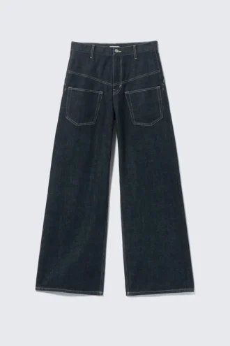 Solar Deconstructed Loose Wide Leg Jeans – Blue Rinse – Dunkelblau