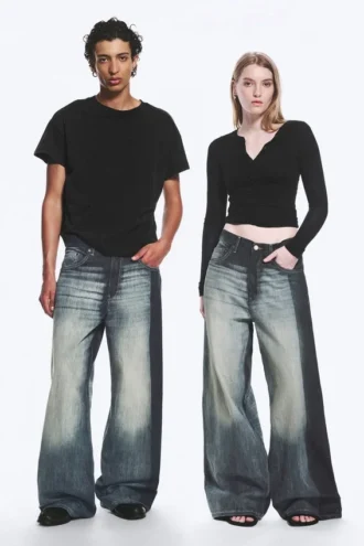 Solar Loose Wide Leg Unisex-Jeans – Laser Board Blue – Mittelblau