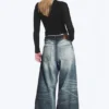 Solar Loose Wide Leg Unisex-Jeans – Laser Board Blue – Mittelblau Solar Loose Wide Leg Unisex-Jeans – Laser Board Blue – Mittelblau