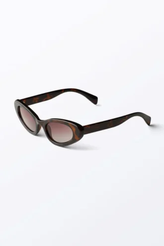Sonnenbrille im Cat-Eye-Stil mit Flügeln – Schildpatt – Rot getönte Gläser