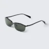 Sonnenbrille mit rechteckigem Metallrahmen – Schwarz – Grüne Gläser Sonnenbrille mit rechteckigem Metallrahmen – Schwarz – Grüne Gläser