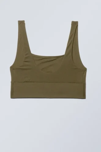 Soul Scoop Neck Soft Bra – Dunkelkhaki-Grün