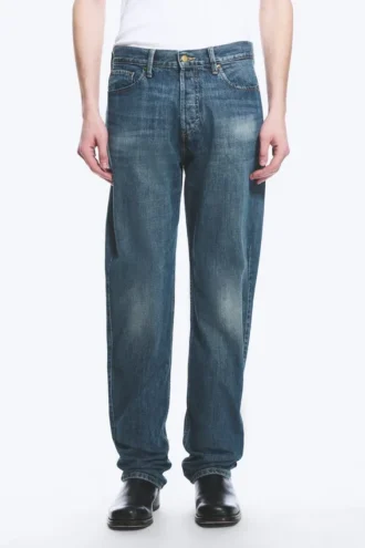 Space Mid Rise Relaxed Straight Dart Jeans – Spotted Blue – Dark Blue