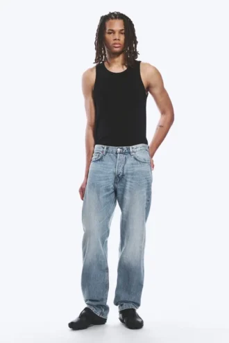Space Mid Rise Relaxed Straight Jeans – Blue Stream – Mittelblau