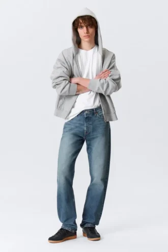 Space Mid Rise Relaxed Straight Jeans – Radio Blue – Mittelblau