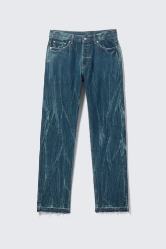 Space Relaxed Straight Jeans mit geschlitztem Saum – Gnarly Blue – Mittelblau