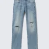 Space Relaxed Straight Leg Distressed Jeans – Distressed Blue Space Relaxed Straight Leg Distressed Jeans – Distressed Blue