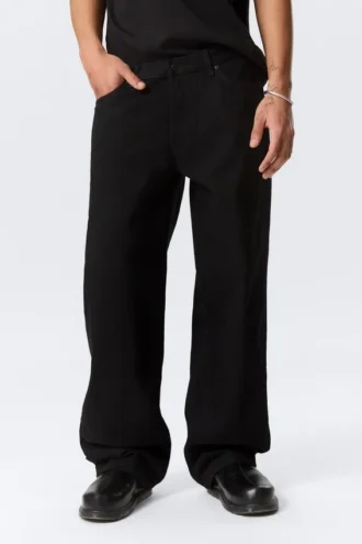 Sphere Low Rise Loose Straight Jeans – Black Rinse – Schwarz